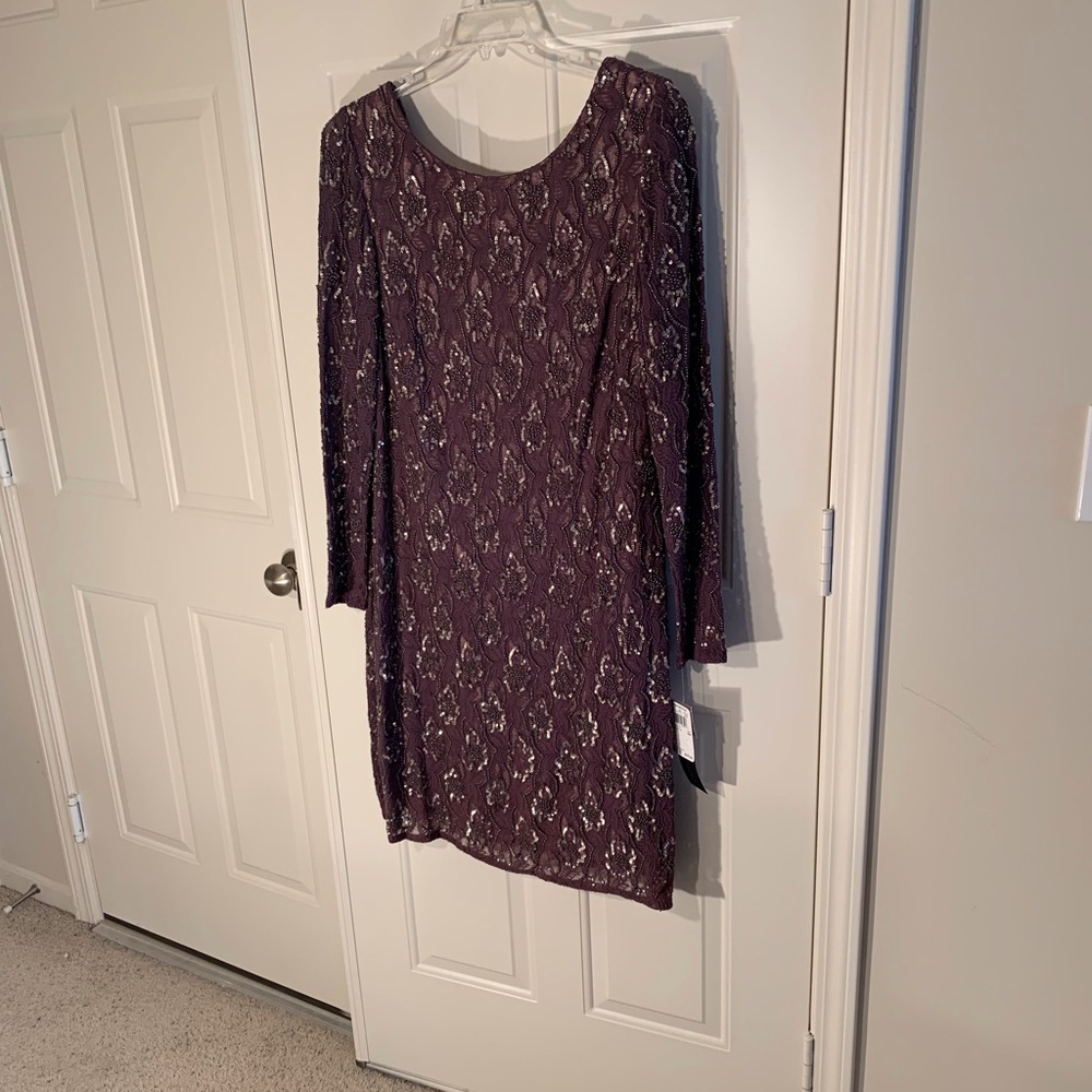 Aidan Mattox dusty plum sequined evening dress